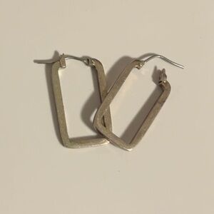 Elegant Silver plated rectangular Hoop Earrings